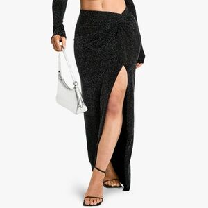 Twist Front Black Glitter Skirt
